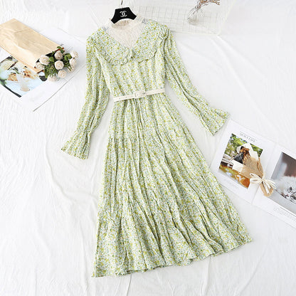 Floral Chiffon Dress with a long skirt at the bottom  3799