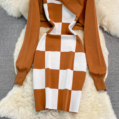 Pure suspender dress half Knitted Blouse two-piece set  3759