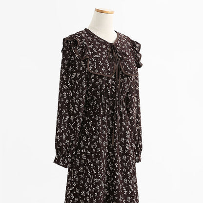 Vintage floral dress looks thin, fragrant and medium length skirt  3740
