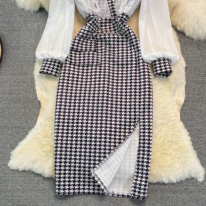 Slim and slim split Hip Wrap Dress bottomed skirt  3764
