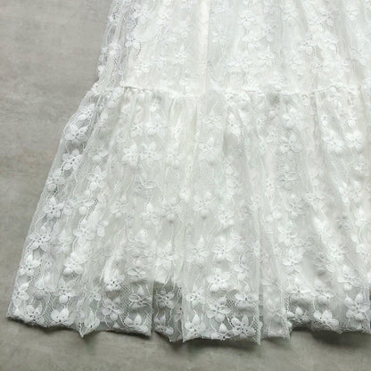 Two-sided to wear, lace patchwork ruffled A-line skirt, high waist puffy pleated skirt  3679