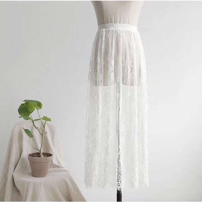Four seasons, single mesh skirt lace bottom skirt  3712