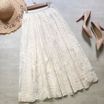 drape feeling show thin big skirt arranged A-line skirt  3694