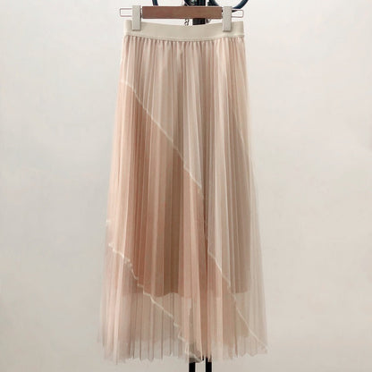 New contrasting color gauze skirt, high waist color matching gauze skirt skirt  3708