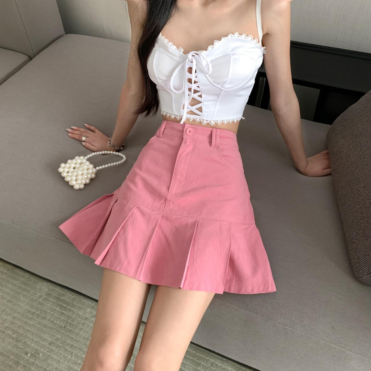 Denim skirt, high-waisted skirt A-line skirt  3645