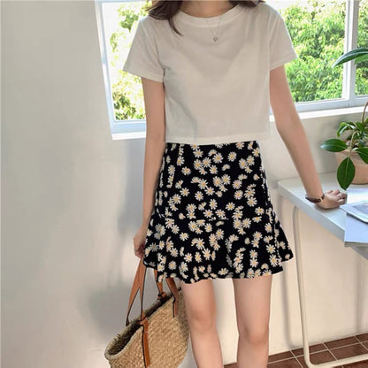Summer, new style Daisy skirt, floral skirt chiffon A-line skirt  3625