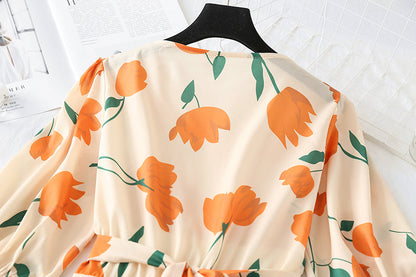 High waist Platycodon grandiflorum French smoked fishtail skirt  3732