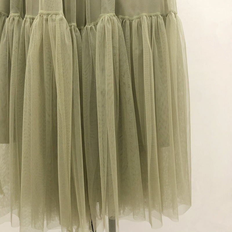 Mesh skirt, fairy elegant big skirt put bouffant skirt, draping feeling splicing gauze skirt  3710