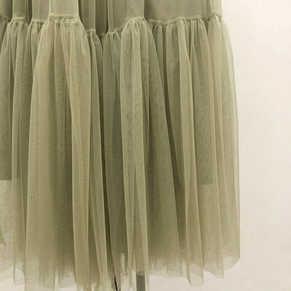 Mesh skirt, fairy elegant big skirt put bouffant skirt, draping feeling splicing gauze skirt  3710