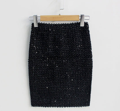 Spring and summer, blingbling sequins, elastic and versatile, slim and buttock skirt  3682
