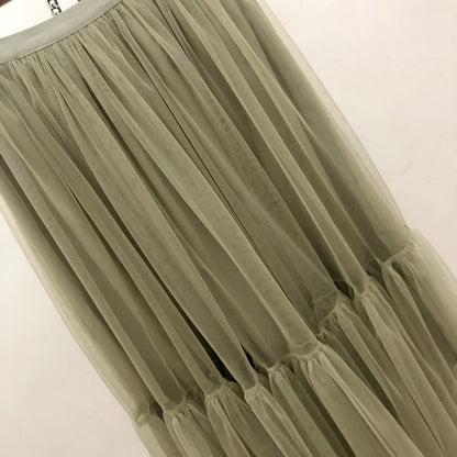 Mesh skirt, fairy elegant big skirt put bouffant skirt, draping feeling splicing gauze skirt  3710