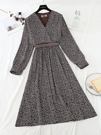 Korean Chiffon V-neck Floral Dress  4784