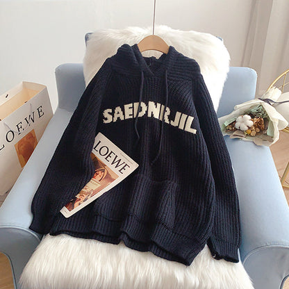 Klein Blue loose hooded sweater sweater  5076