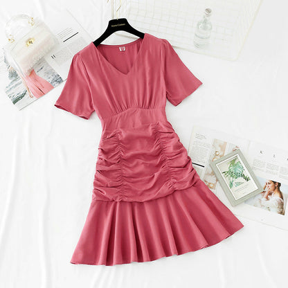 The new waist is slim, and the light cooked wind lotus leaf edge fishtail skirt  4156