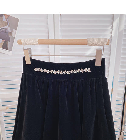 New Korean version small fragrance temperament A-shaped umbrella skirt  5396