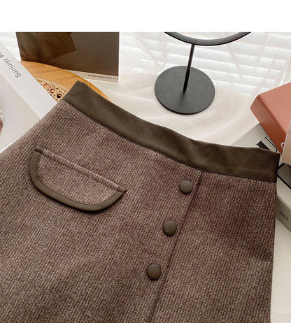 New Korean style personalized thin split high waist skirt  5544