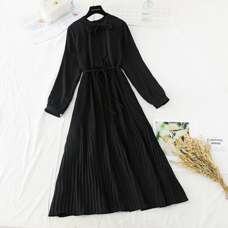 New French retro Pleated Chiffon Long Skirt loose large skirt  3906