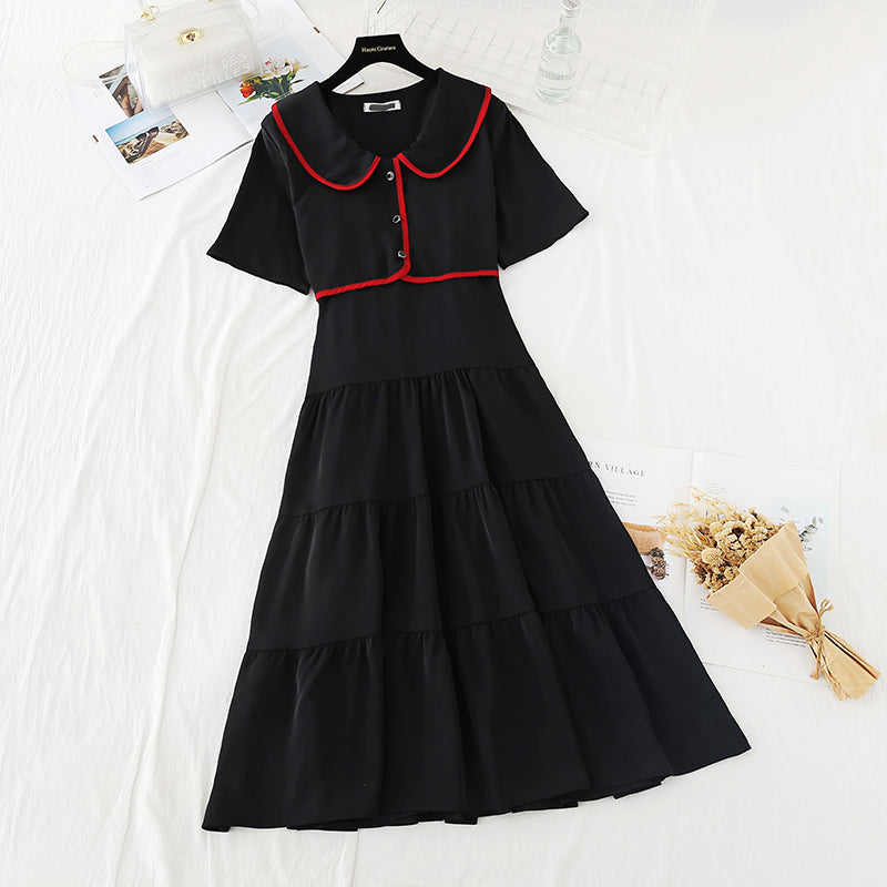 The new waist is slim, gentle and wind fake two-piece skirt  4652