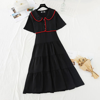 The new waist is slim, gentle and wind fake two-piece skirt  4652