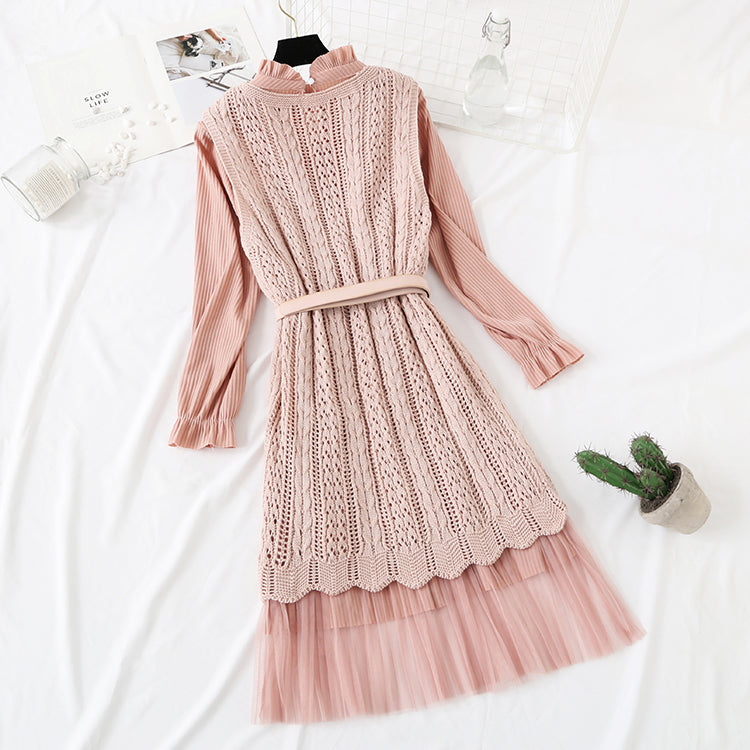 French retro vest lace gauze fairy two piece long skirt  3894