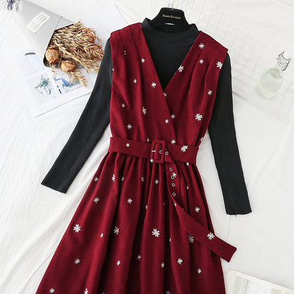 New dress autumn winter christmas fashion suit two-piece skirt  4567