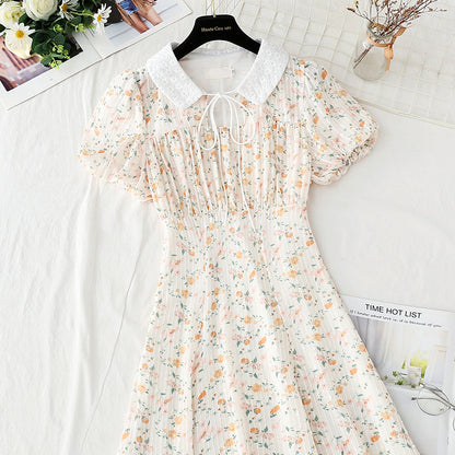 French first love waist closing temperament broken flower fairy small skirt  4906
