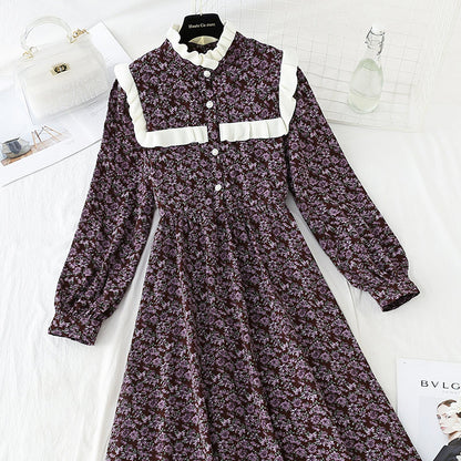 New Mori floral retro French Plush bottomed skirt  4562