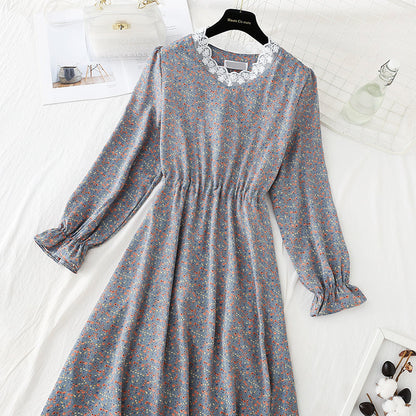 Korean cut waist lace up Floral Dress  4824