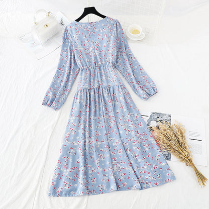 The new waist is slim, retro, gentle wind and snow spinning skirt  4522
