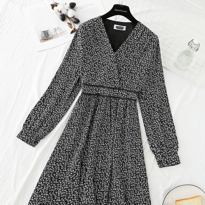 Korean Chiffon V-neck Floral Dress  4784