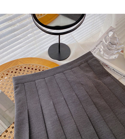 Korean version of versatile popular solid color high waist A-line skirt  5558