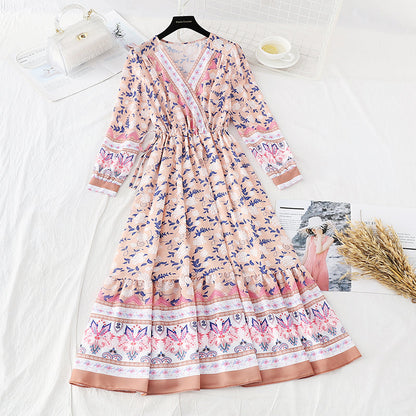 Retro waist, slim temperament, holiday long skirt  3844
