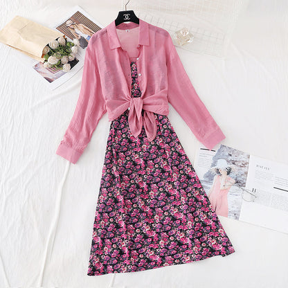 Kikyo first love Mori floral suspender skirt long sleeve  3825