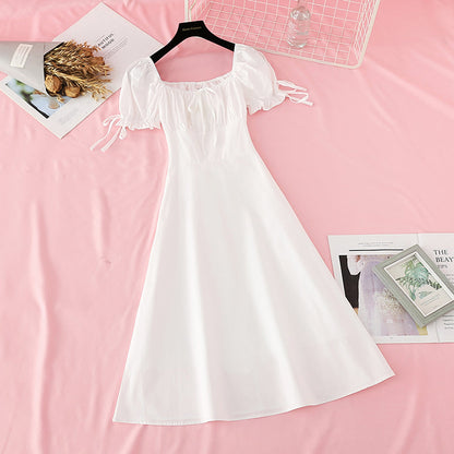 Light mature dress with slim waist  4184