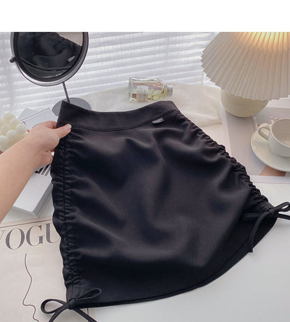 High waist drawcord strap design Hip Wrap Skirt  5280