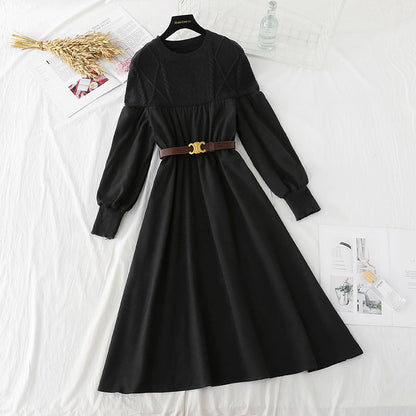 New Korean style stitched lace up with a slim waist and a dress inside  4561