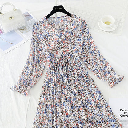 Lace up pleated waist for thin Pleated Chiffon Skirt  3874
