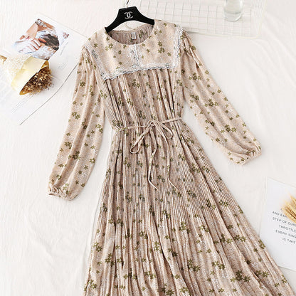 French retro lace doll collar floral skirt  4036