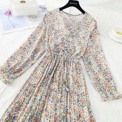 New lace up pleated waist for slim Pleated Chiffon Skirt  4712