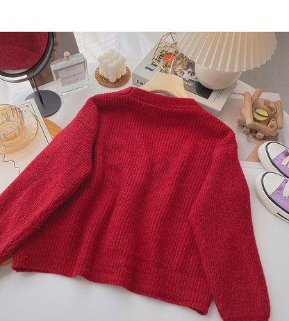 Vintage bright silk V-Neck Sweater Coat  6081