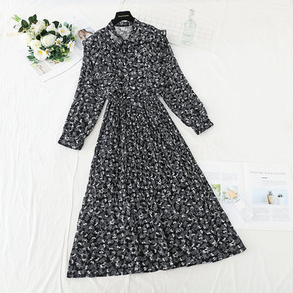The new female super fairy slim and gentle wind Pleated Chiffon floral skirt  4728