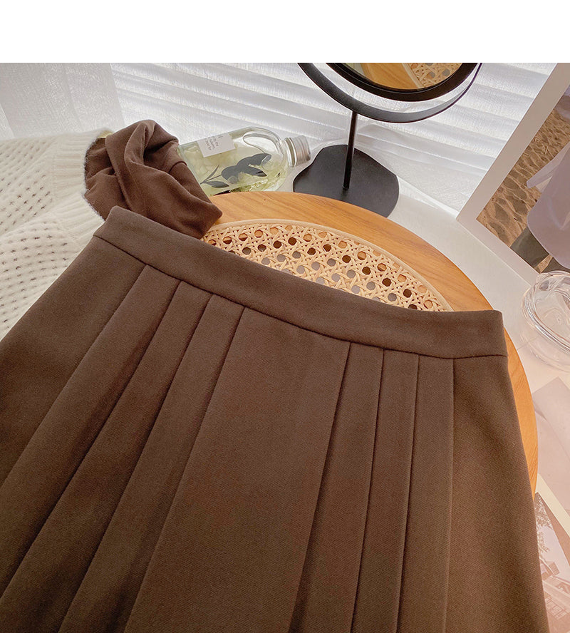 New Korean style temperament aging small man a-word high waist thin skirt  5529