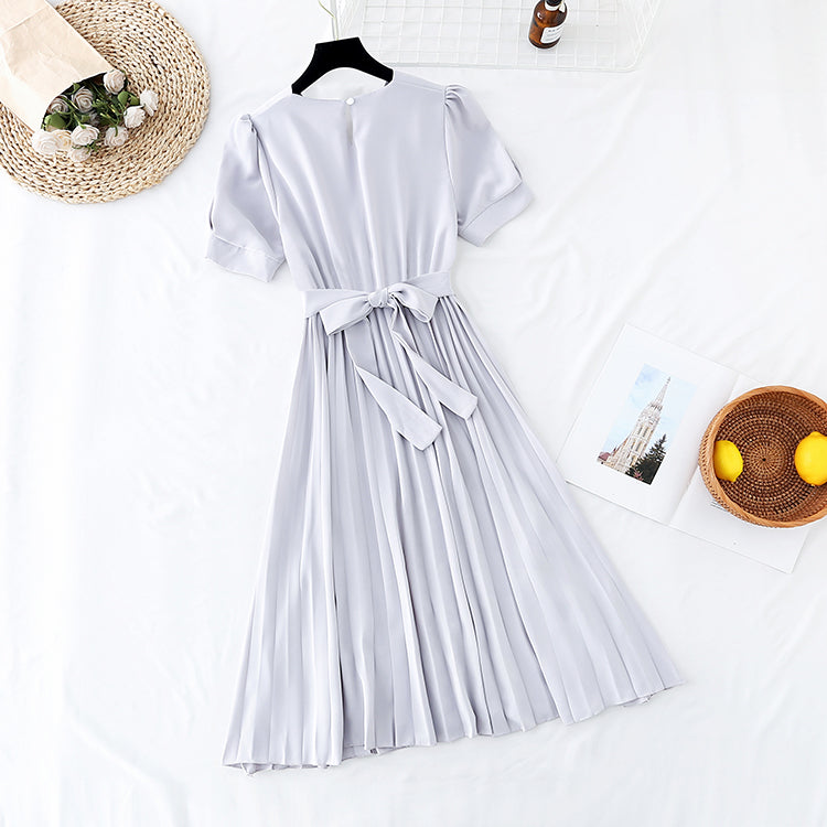 French retro pleated skirt with slim waist  4663