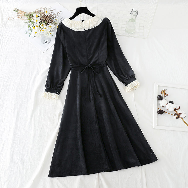 Retro High Waist thin Hepburn style bottomed small black skirt  4052