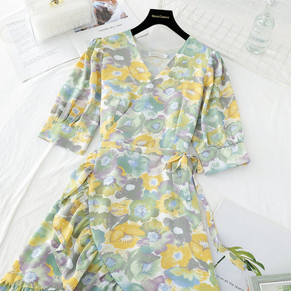 French gentle wind chiffon skirt super fairy French long skirt  4654