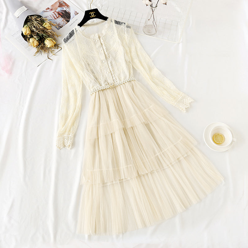 Minority lace mesh long skirt, celebrity temperament  4350