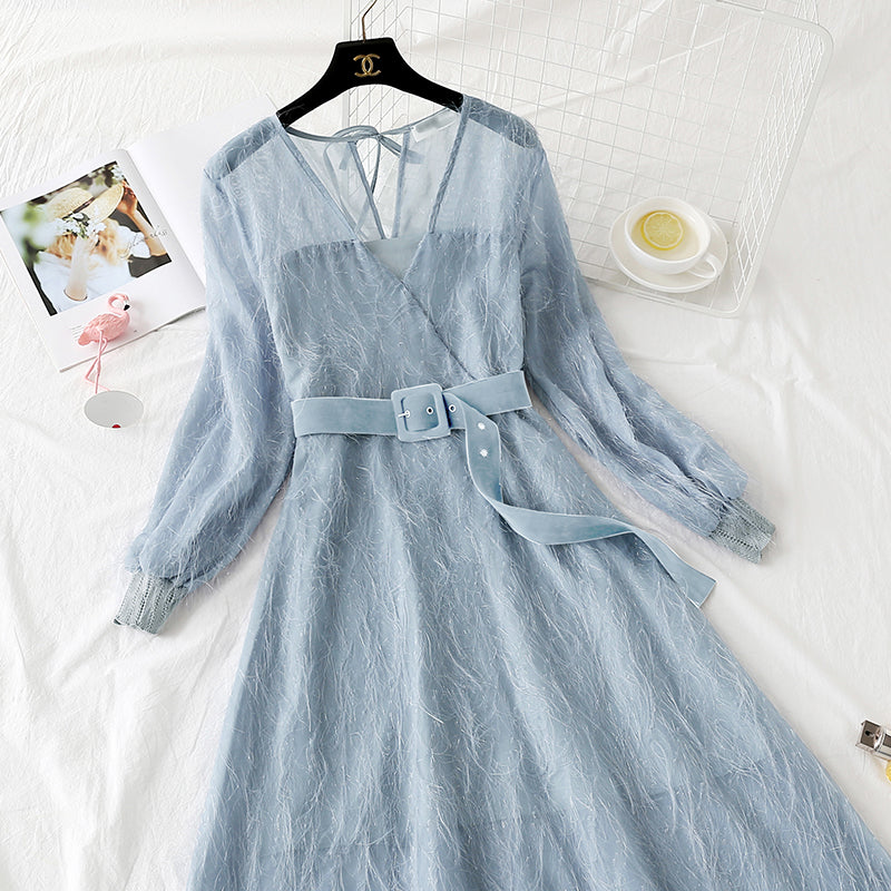 Fairy hair tassel Long Sleeve Dress  4469