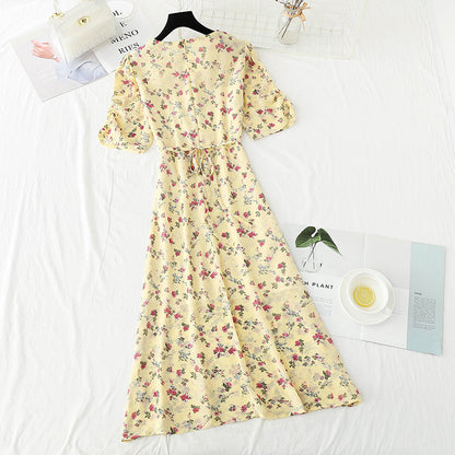 French retro first love sweet floral skirt temperament small skirt  4237