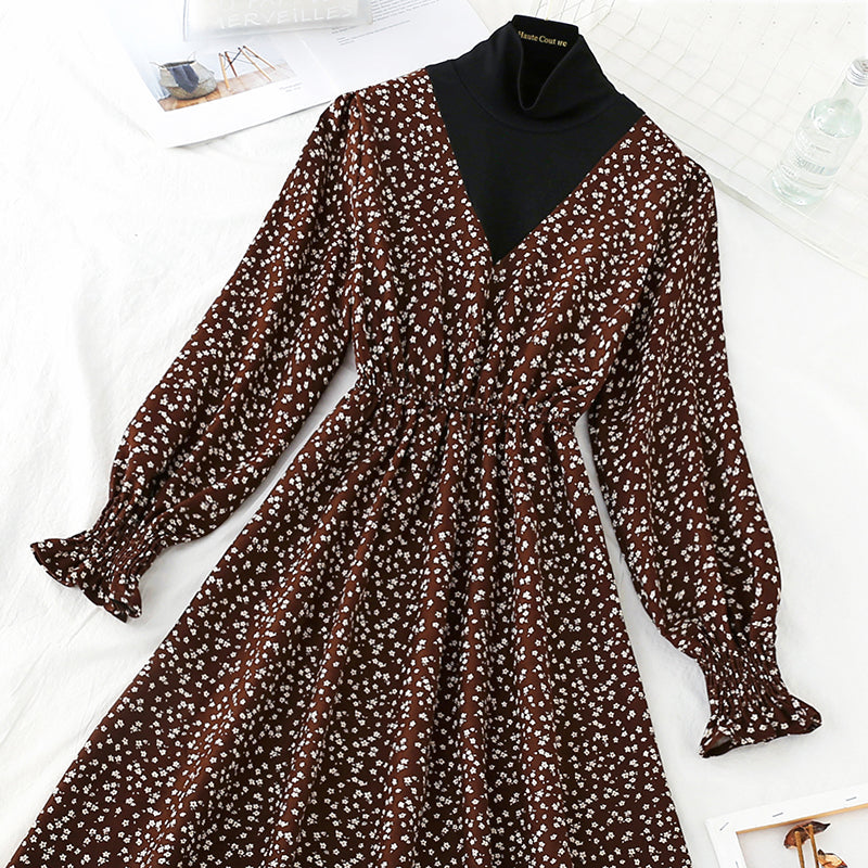 New medium length thick waist slim retro dress  4745
