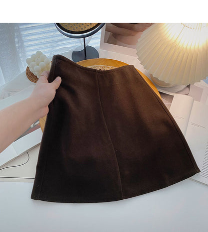 Versatile high waist wrap hip slim A-line skirt  5479